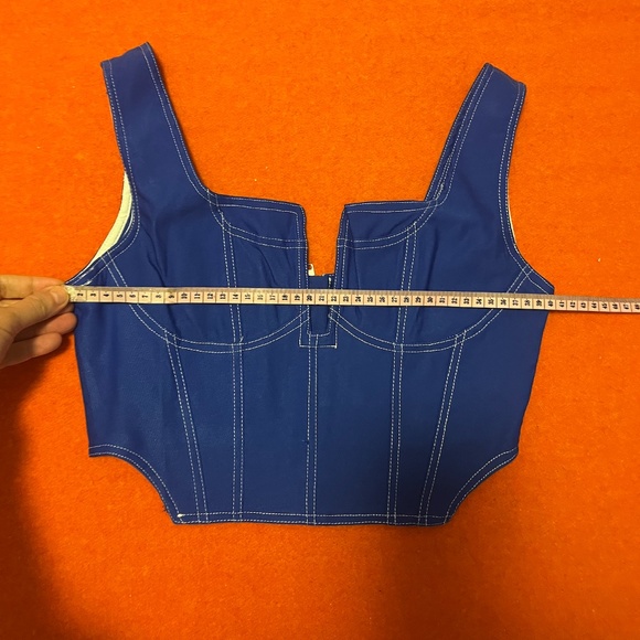Love and Harmony slate blue contrasting seams denim bustier corset top NWT - Picture 10 of 14